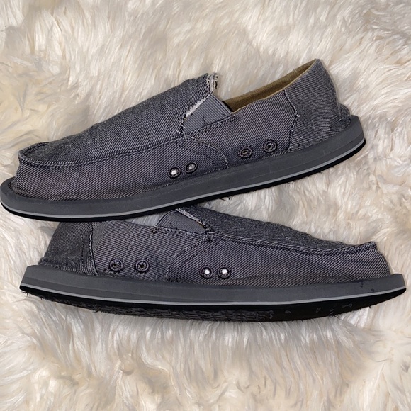 SANUK Sidewalk Surfer Dark Grey Denim Slip On - Picture 7 of 13